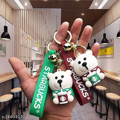 Starbucks - Panda Holding Mug - Brown - Keychain