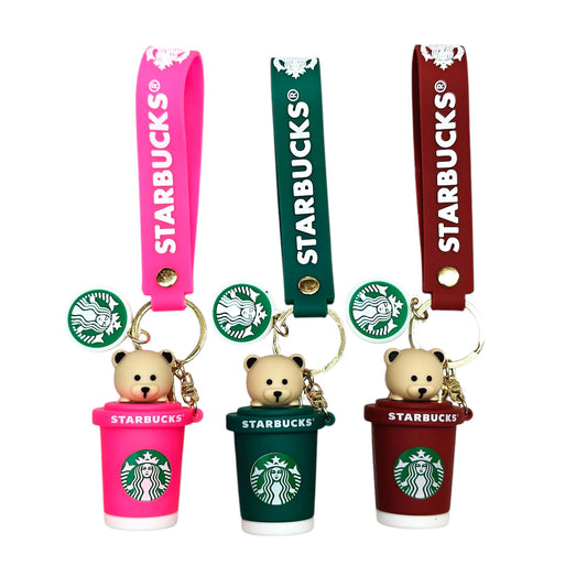 Starbucks - Panda On Mug - Brown - Keychain