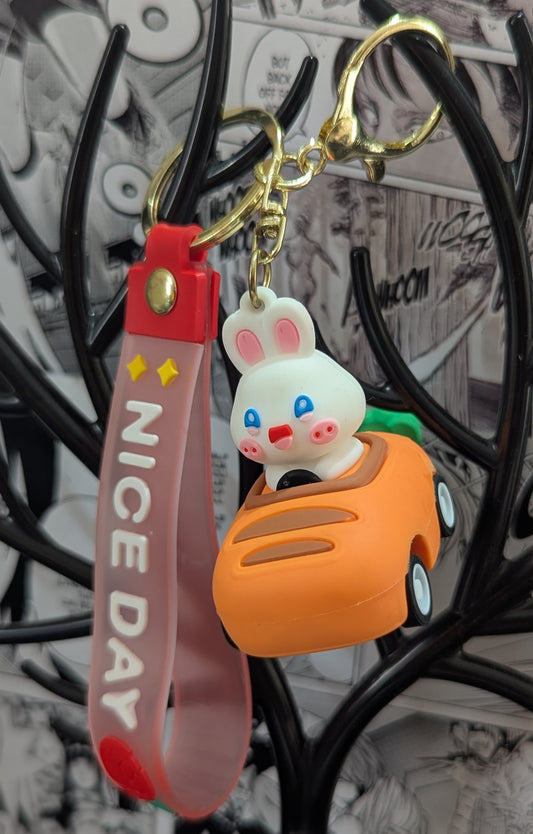 Panda Car - Orange - Keychain