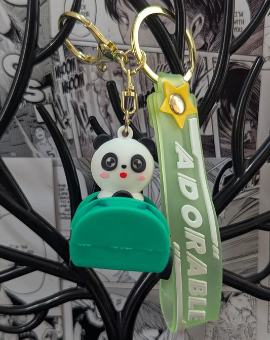 Panda Car - Green - Keychain