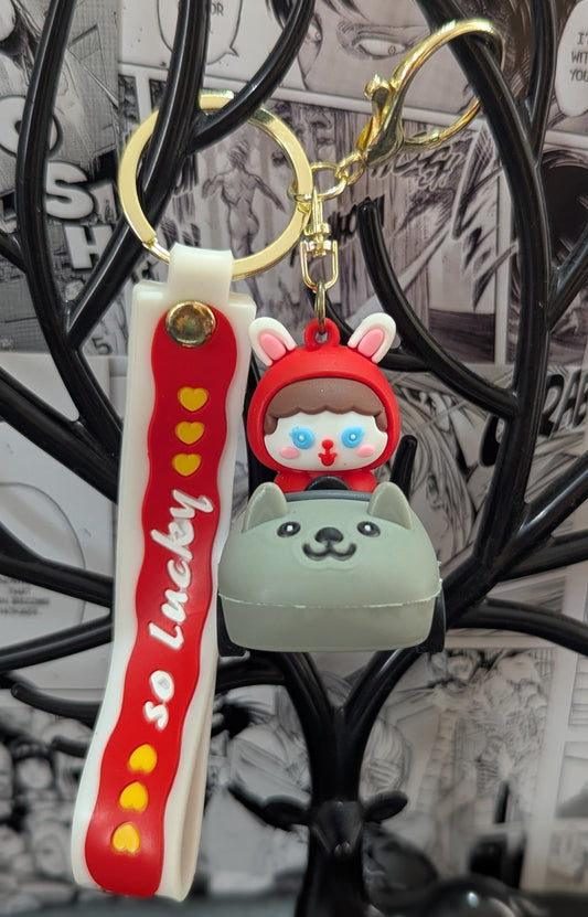 Panda Car - Grey - Keychain