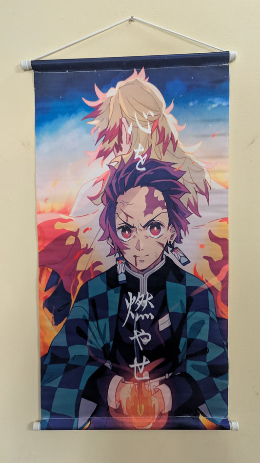 Tanjiro and Rengoku - Demon Slayer - Wall Scroll
