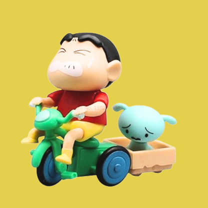 Shinchan on Cycle with Shiro - Shinchan - Action Figure